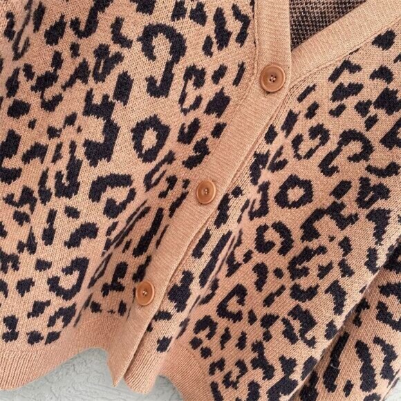 J. Crew Women's M Leopard Print V-Neck Cardigan Sweater Multicolor - Picture 4 of 9